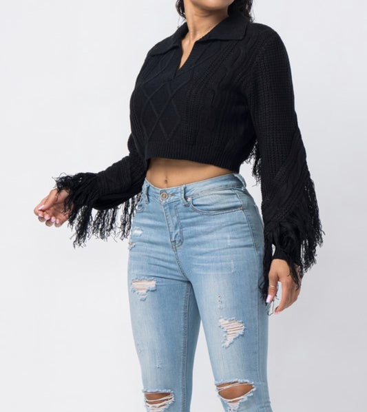 Collar Fringe Top