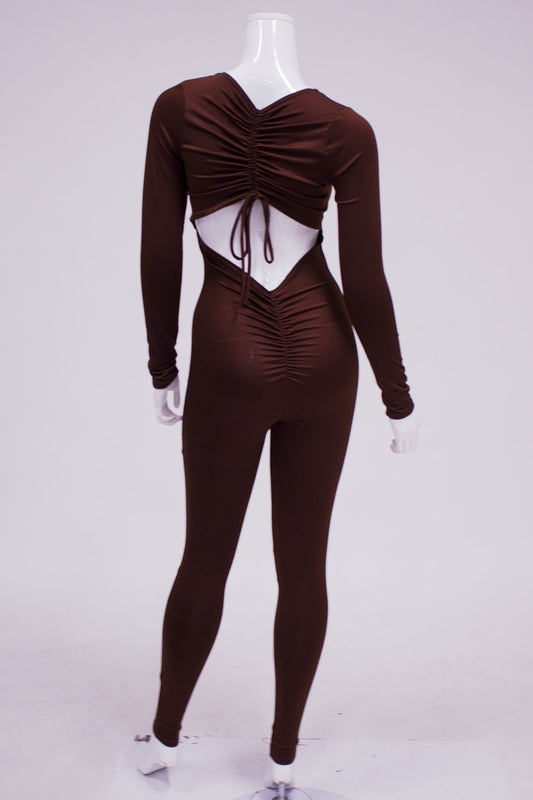 Brown Open-Back Jumpsuit