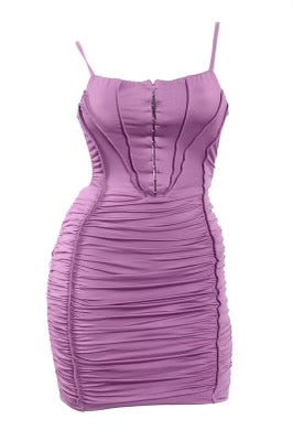 strapless open back dress Purple Floral Mesh Dress Long Sleeve Mini main image 0
